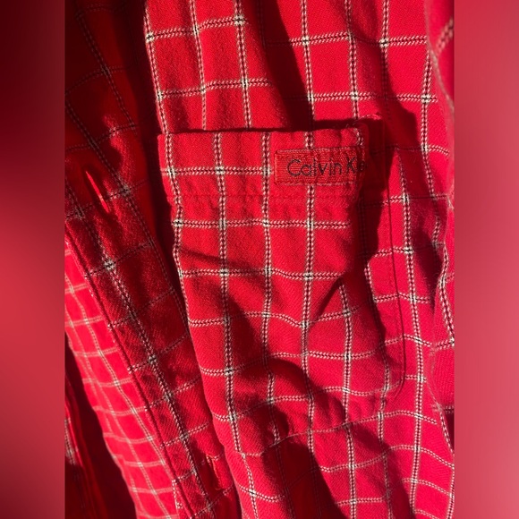 CALVIN KLEIN red plaid button up shirt - Picture 4 of 4